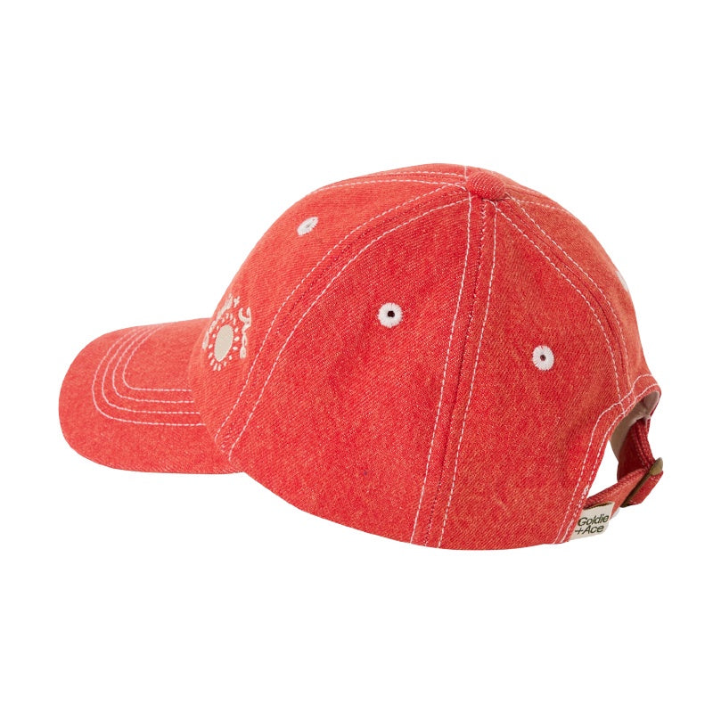 Goldie + Ace Tate Embroidered Denim Cap - Apple Red