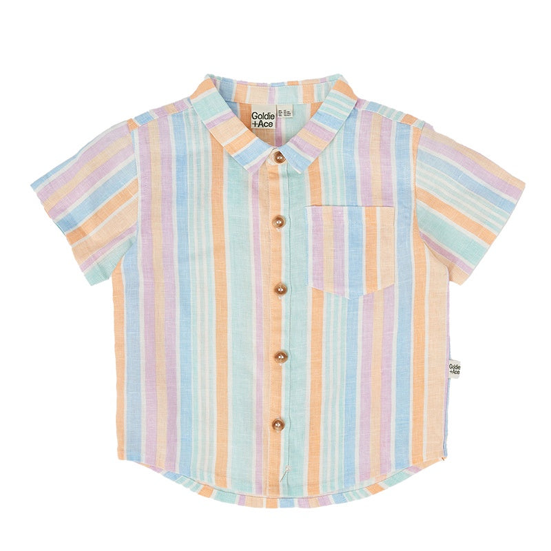 Goldie & Ace Holiday Linen Shirt - Pastel Stripe