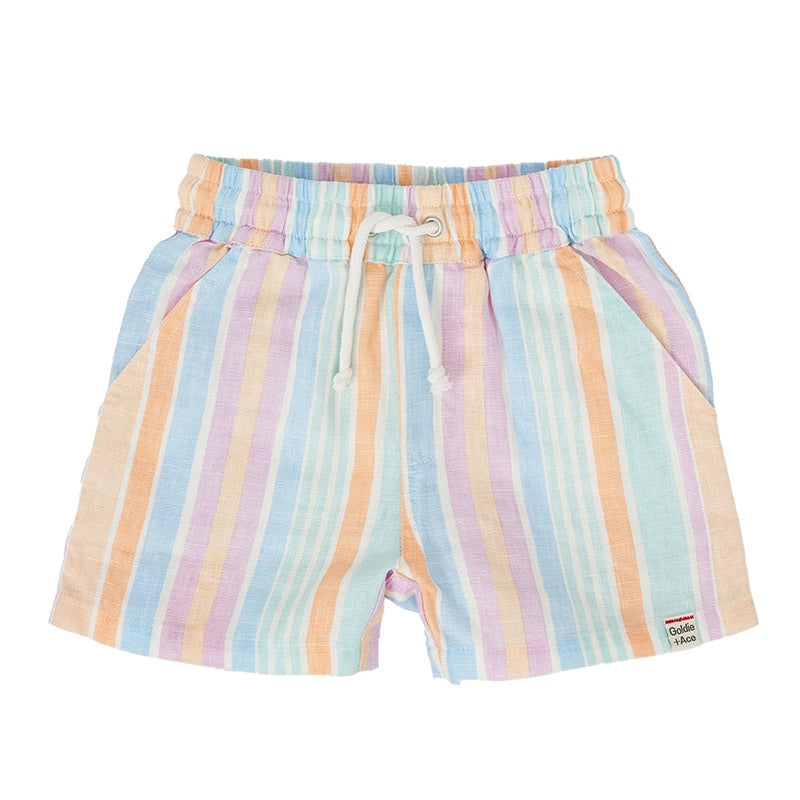 Goldie & Ace Noah Linen Shorts - Pastel Stripe