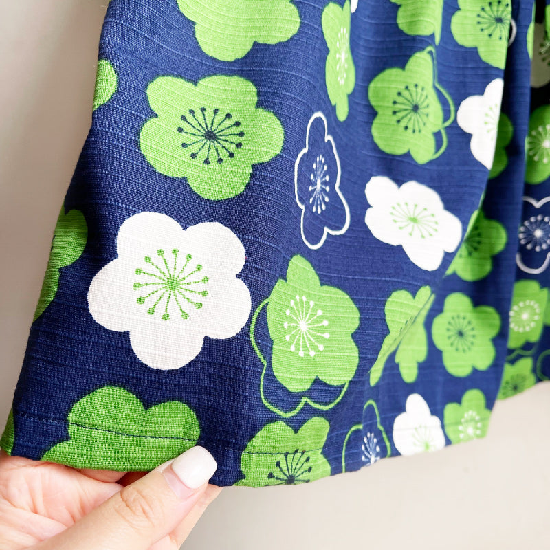 Shorties Long Skirt - Japanese Flower Blue/Green