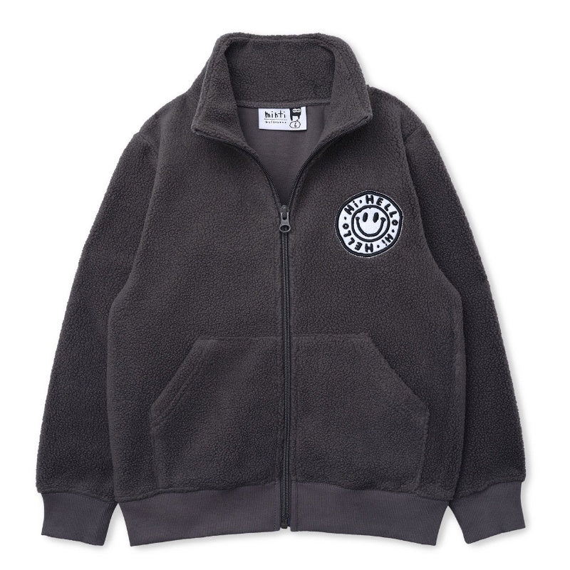 Minti Happy Teddy Zip Up - Dark Grey