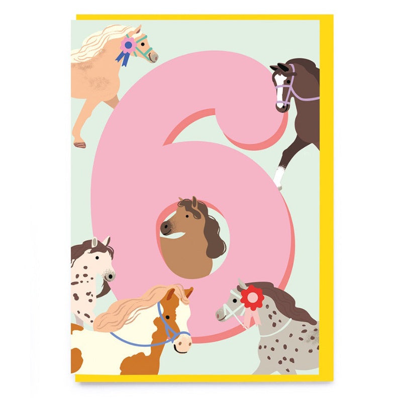 Age 6 Card - Horses