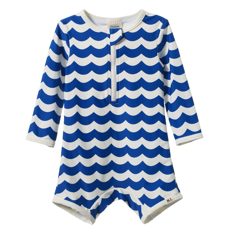 Nature Baby One Piece Bathing Trunks - Waves Blue