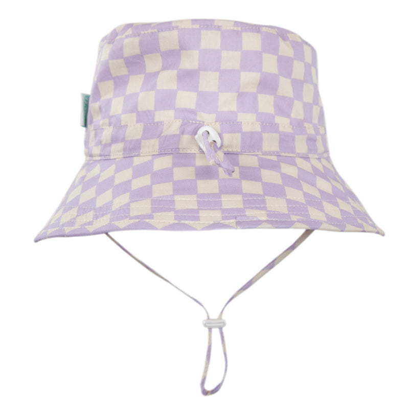 Acorn Broad Brim Hat - Lavender Checks