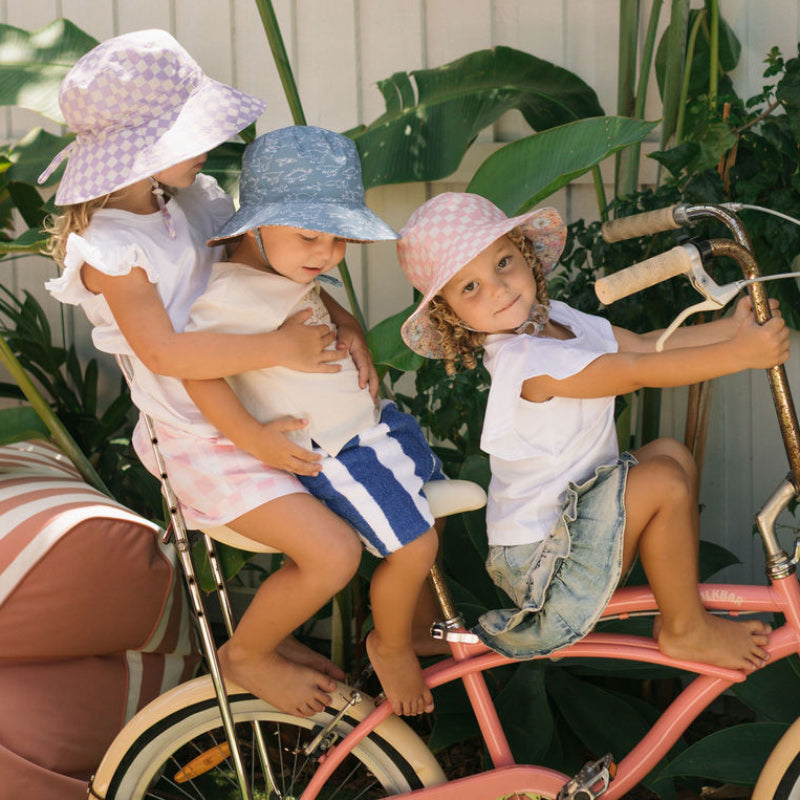 Acorn Broad Brim Hat - Lavender Checks