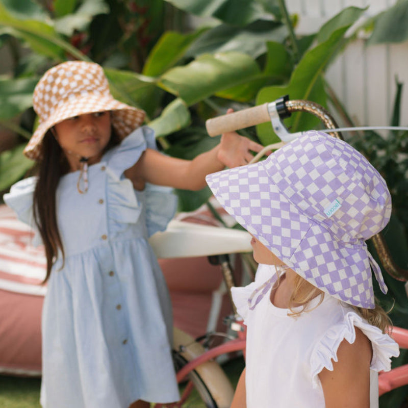 Acorn Broad Brim Hat - Lavender Checks
