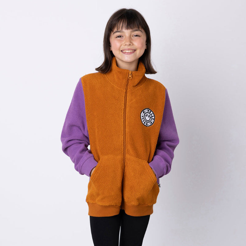 Minti Happy Teddy Zip Up - Rust/Purple