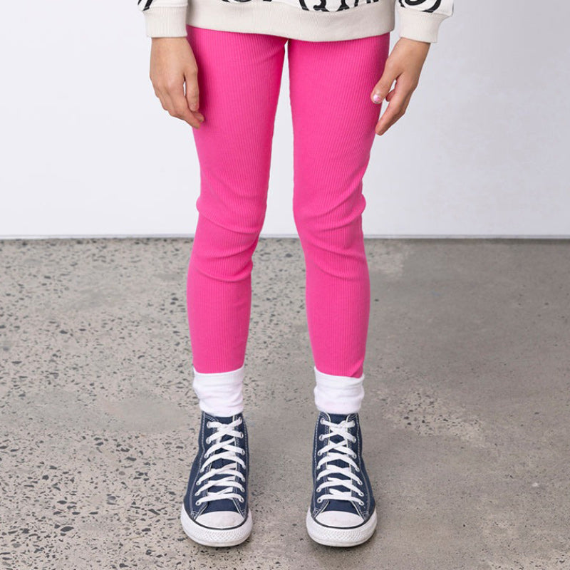 Minti Deluxe Rib Tights - Bright Pink