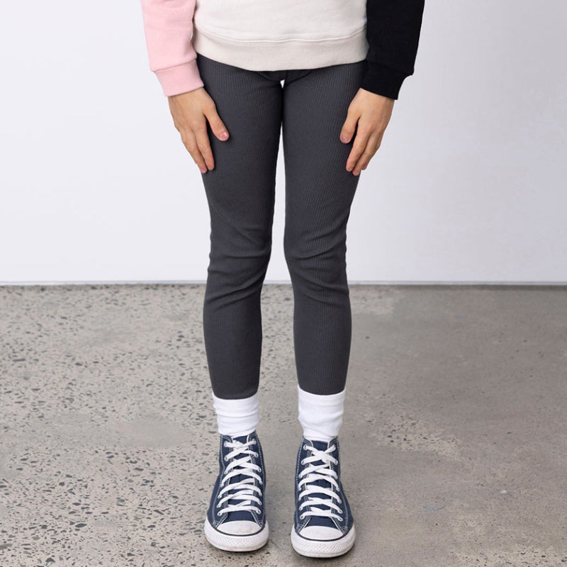 Minti Deluxe Rib Tights - Dark Grey