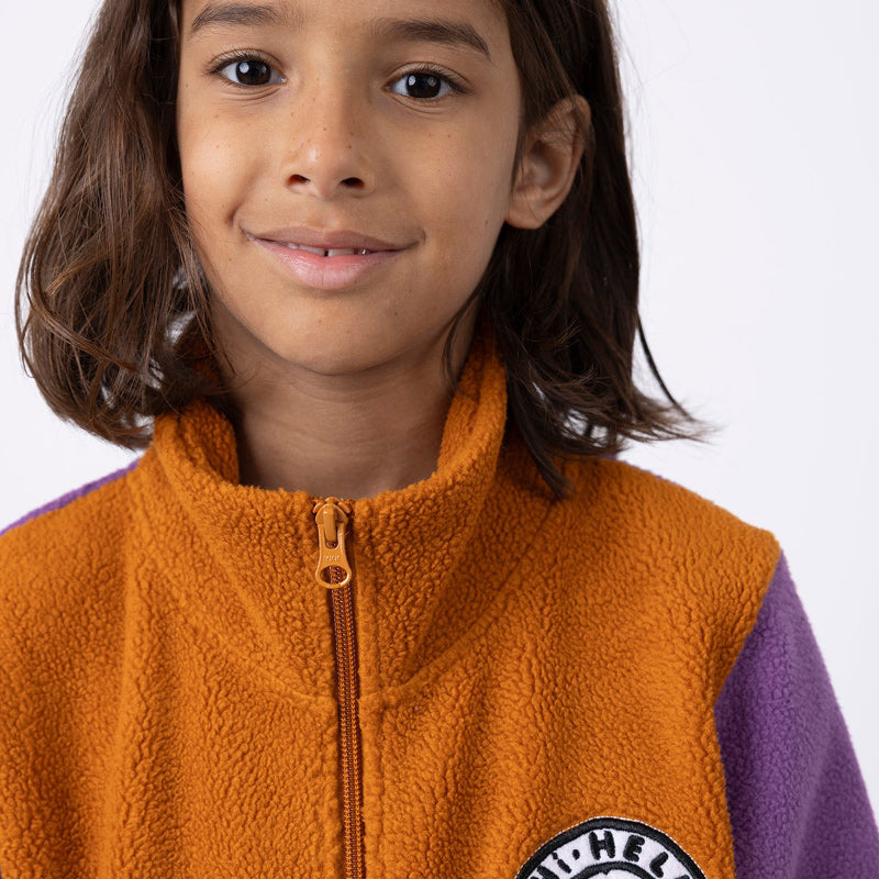 Minti Happy Teddy Zip Up - Rust/Purple