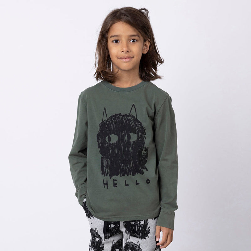 Minti Hello Goodbye Monster Tee - Olive