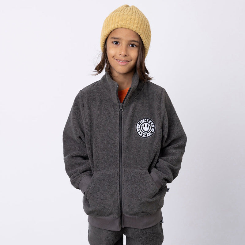 Minti Happy Teddy Zip Up - Dark Grey
