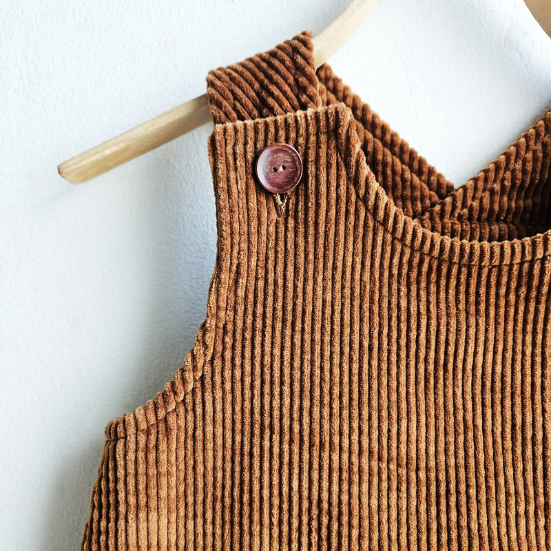 Shorties Chunky Corduroy Pinafore - Brown Stripe