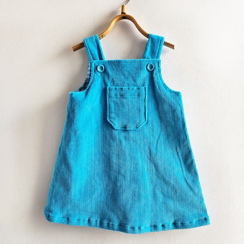 Shorties Chunky Corduroy Pinafore - Bright Blue