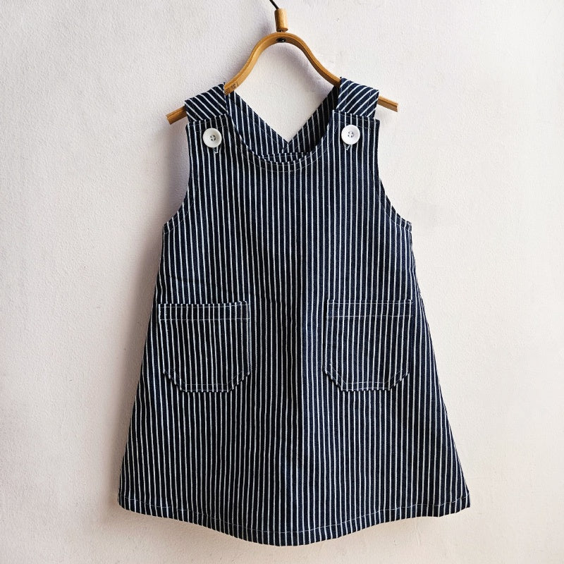 Shorties Pinafore - Denim Stripe