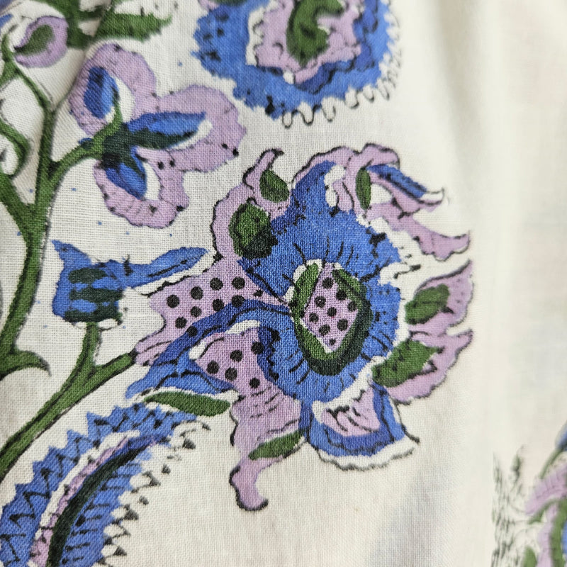 Shorties Disco Shirt Indian Block Print Lavender Blue