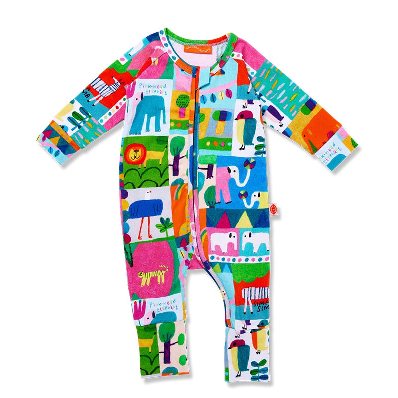 Halcyon Nights LS Romper - Safari Park