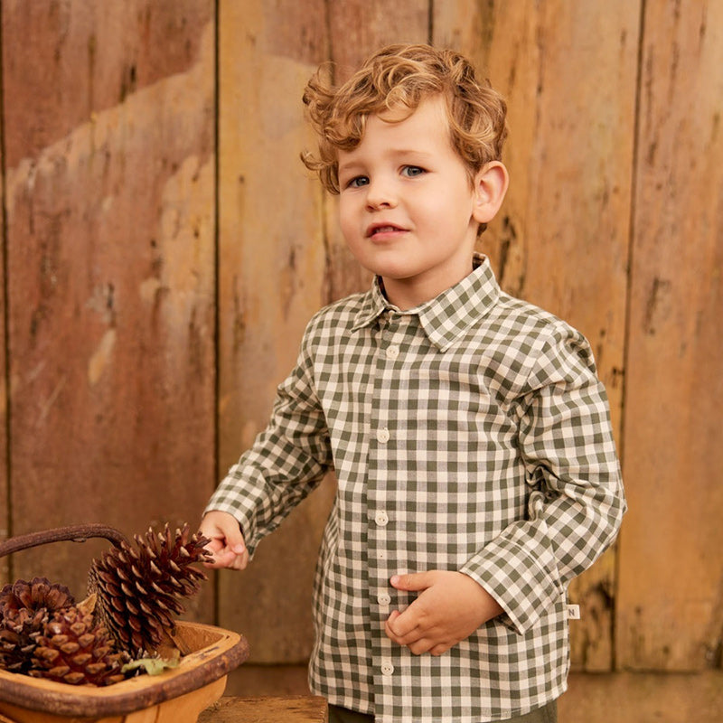 Nature Baby Ira Button Up - Thyme Check