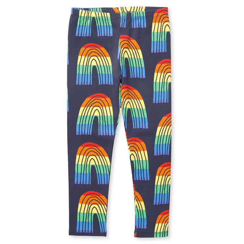 Minti Stripey Rainbow Tights - Dark Grey