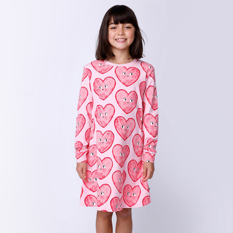 Minti Painted Hearts Dress - Light Pink