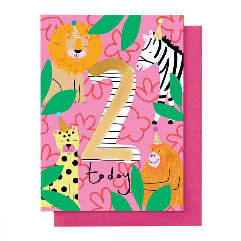 Age 2 Card Safari Pink