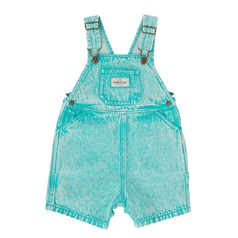 Goldie & Ace Burton Vintage Wash Denim Overalls - Turquoise