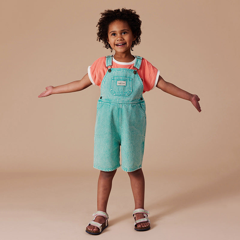 Goldie & Ace Burton Vintage Wash Denim Overalls - Turquoise