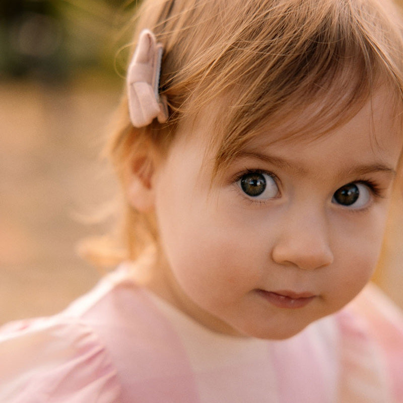 Nature Baby Bow Hair Clips 2PK - Rose Dust Crinkle