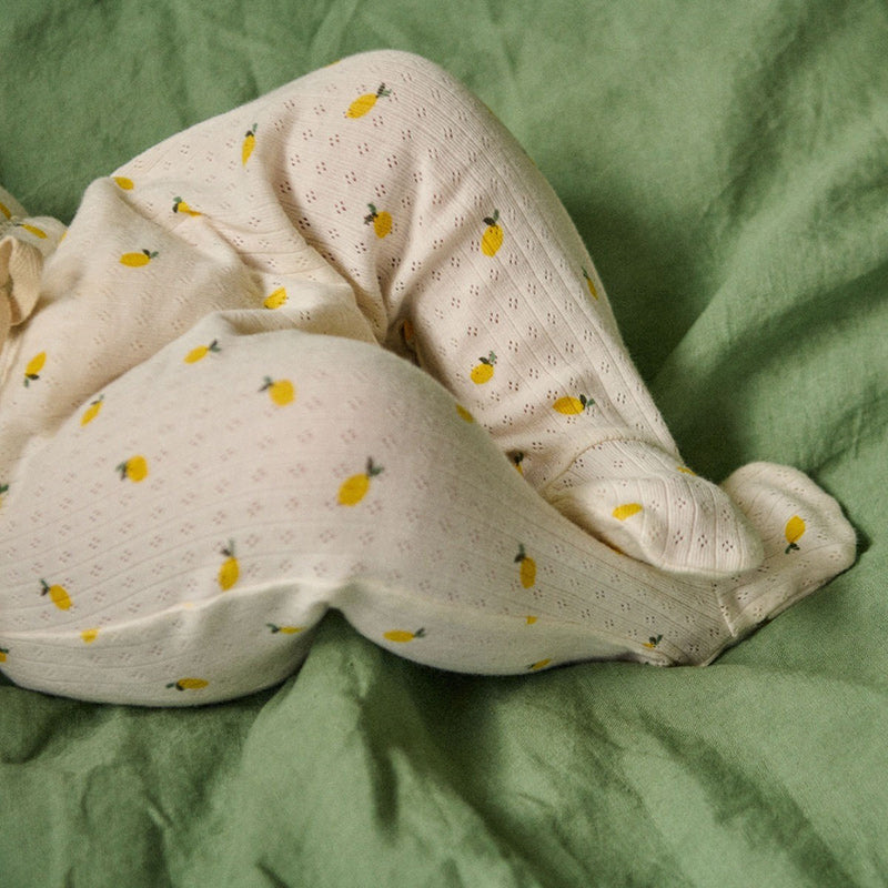 Nature Baby Footed Rompers - Pointelle Lemon