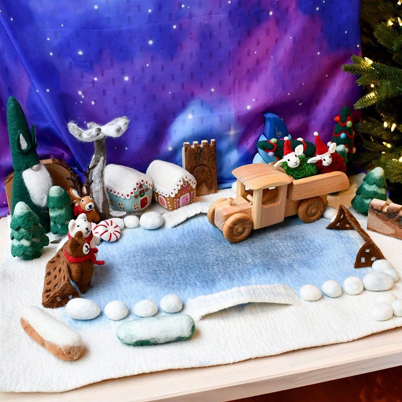 Felt Large Snow Ice Rink Play Mat