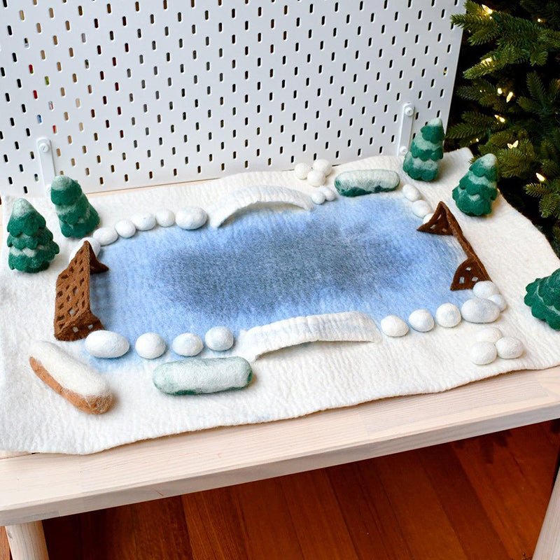 Felt Large Snow Ice Rink Play Mat