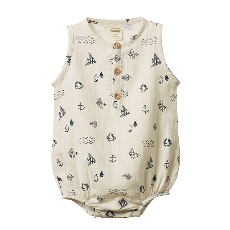 Nature Baby Cedar Suit Muslin - Atlantic Natural