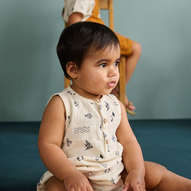 Nature Baby Cedar Suit Muslin - Atlantic Natural