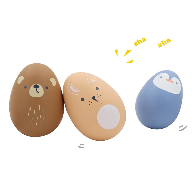 Wooden Animal Egg Shaker Assorted