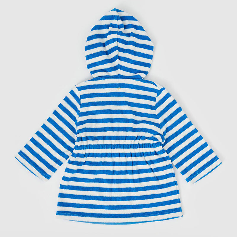 Goldie & Ace Little Fishy Terry Towelling Cover Up - Azure Stripe