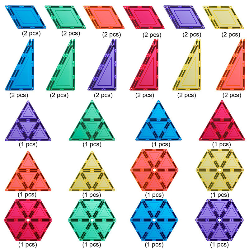Learn & Grow Magnetic Tiles - Geometry Pack 36PC