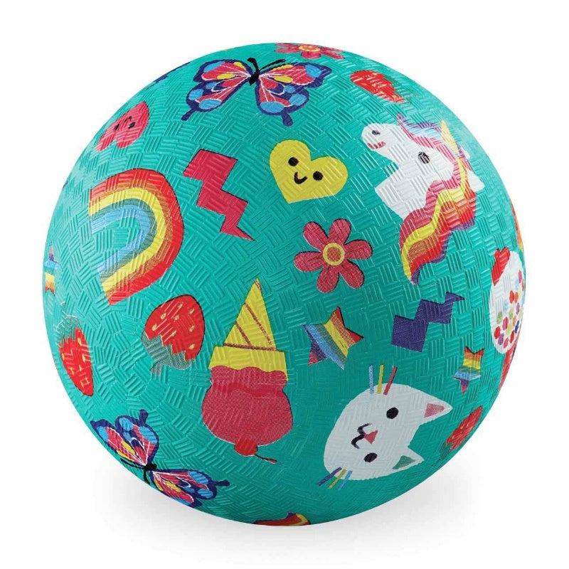 Playground Ball 7 Inch - Smiley Aqua