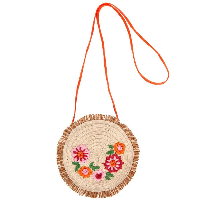 Acorn Dahlia Straw Bag - Natural Orange