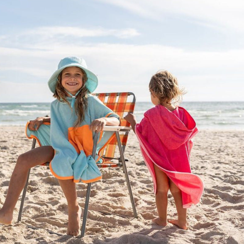 Acorn Hooded Towel - Light Blue/Orange
