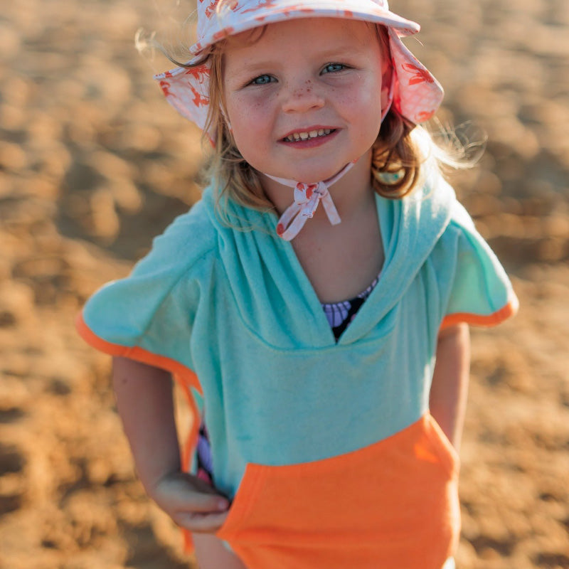 Acorn Hooded Towel - Light Blue/Orange