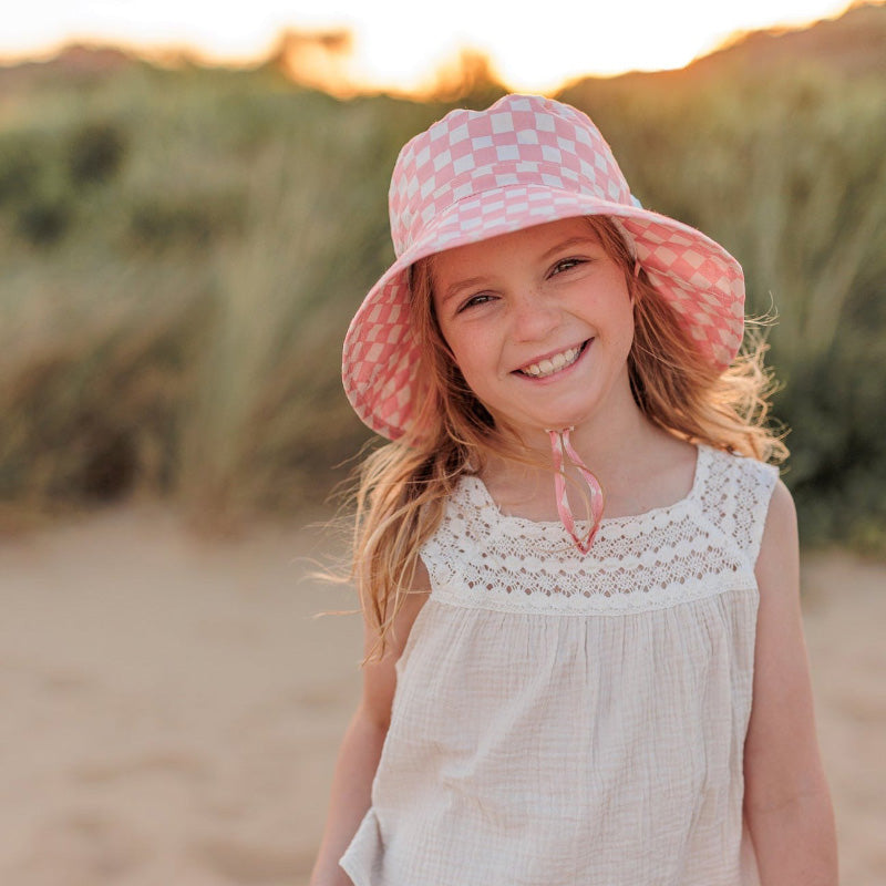 Acorn Bucket Hat - Pink Checks