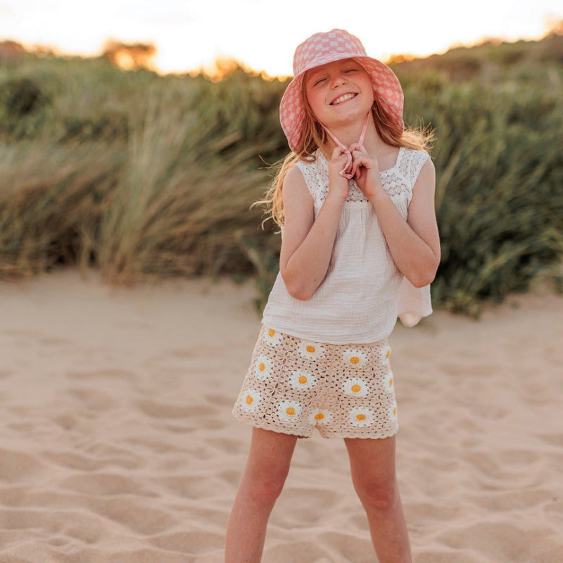 Acorn Bucket Hat - Pink Checks