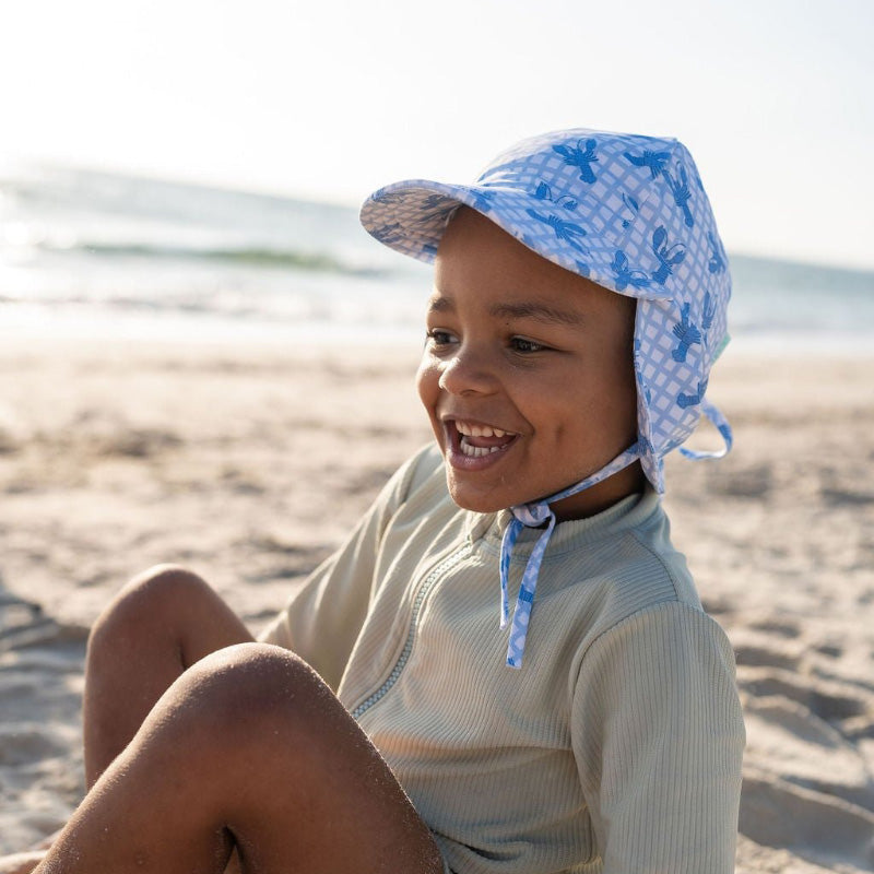Acorn Swim Flap Hat - Blue Lobsters