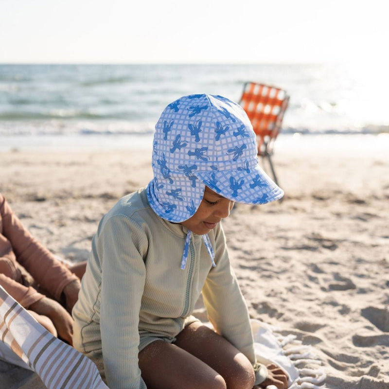 Acorn Swim Flap Hat - Blue Lobsters