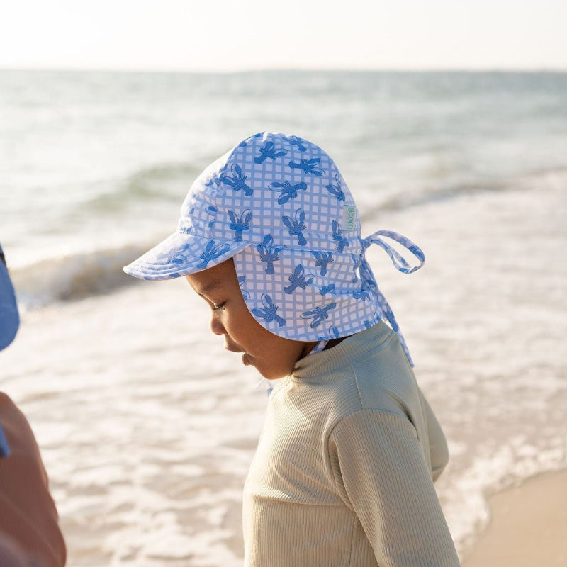 Acorn Swim Flap Hat - Blue Lobsters