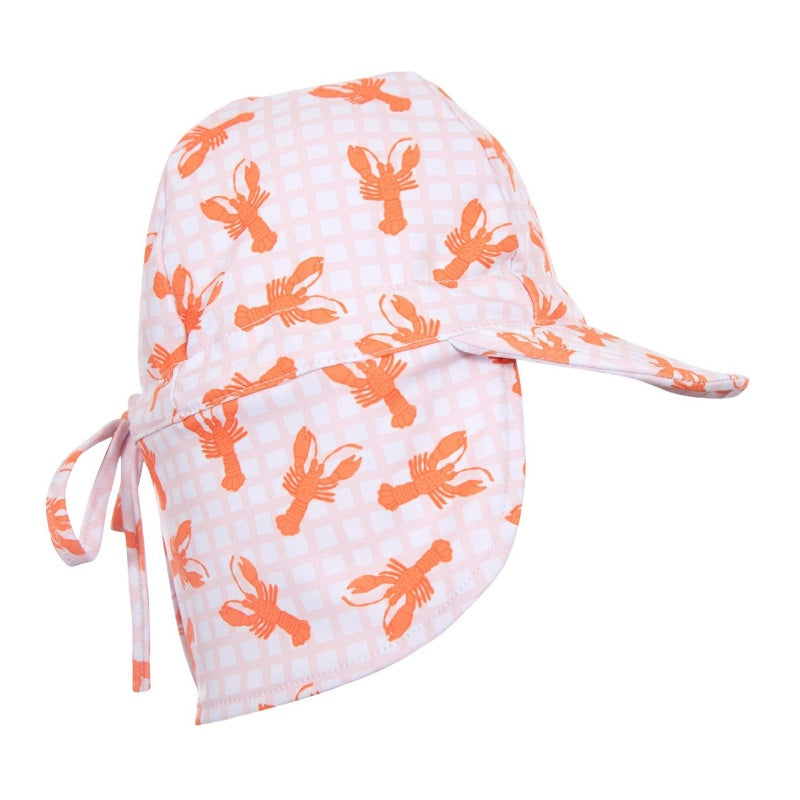 Acorn Swim Flap Hat - Pink Lobsters