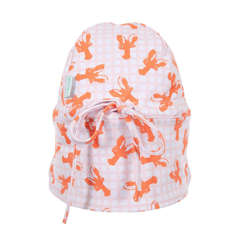 Acorn Swim Flap Hat - Pink Lobsters