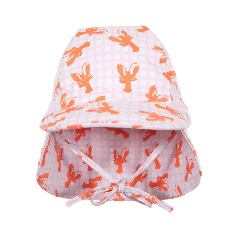 Acorn Swim Flap Hat - Pink Lobsters