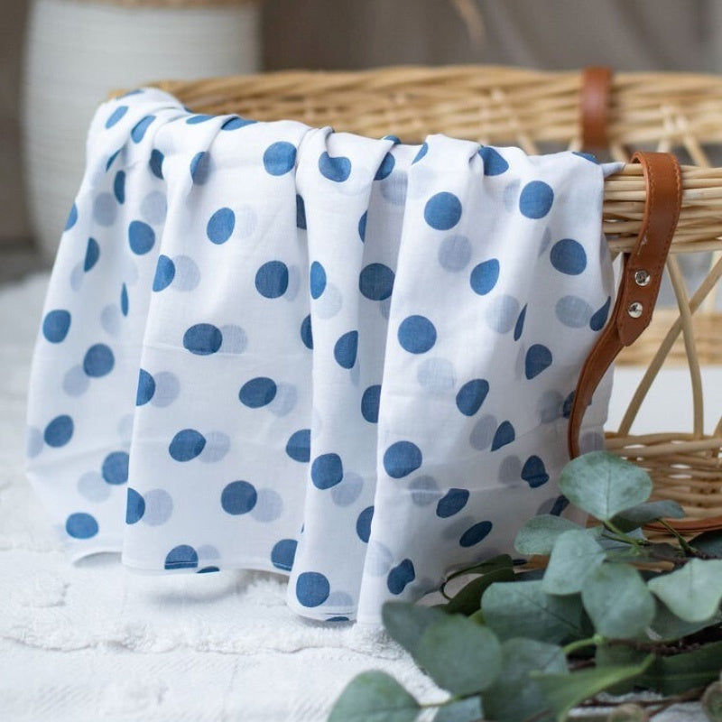 Muslin - White/Blue Spots