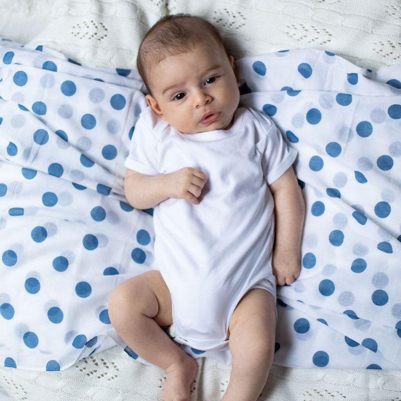 Muslin - White/Blue Spots